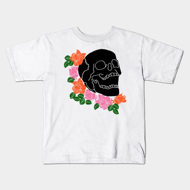 Roses and Skull Kids T-Shirt by kapotka